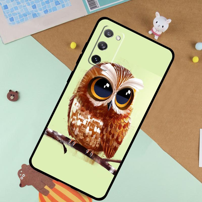 Cute Owl Cartoon Soft Case For Samsung Galaxy S25 Ultra S9 S10 S20 S22 S21 Plus S23 FE S24 Ultra Funda Cover