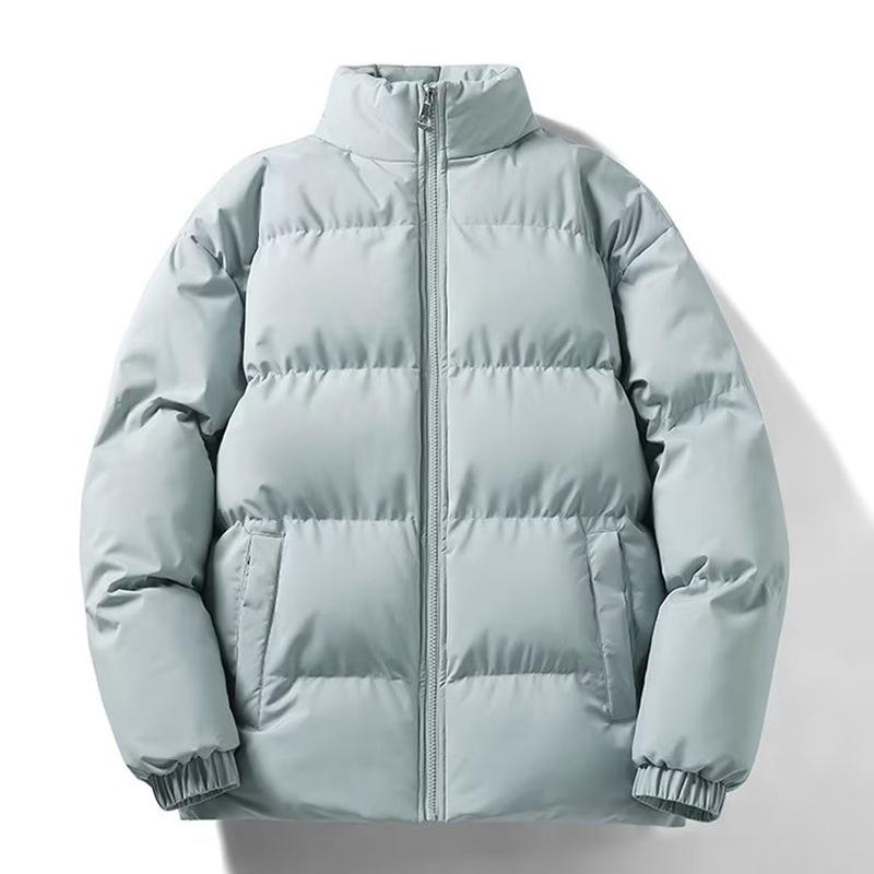 Мужская хлопковая куртка с высоким воротником и бархатной подкладкой, зимнее однотонное пуховое пальто для пар