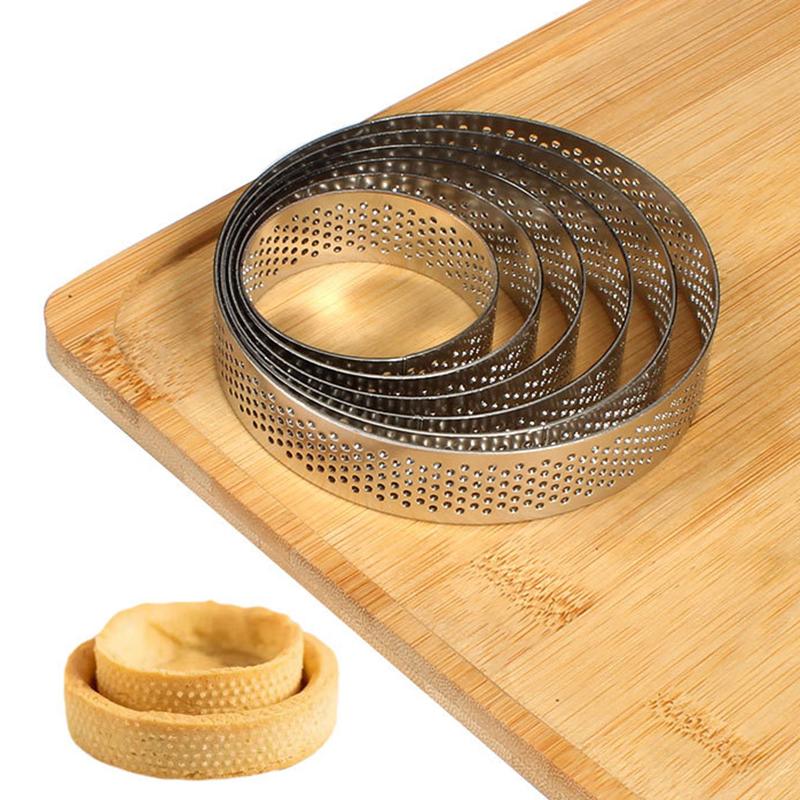 5 шт. круглых колец из нержавеющей стали для тарталеток, жаропрочных перфорированных форм, самодельных форм для мусса, фруктового пирога, тарталеток, пончиков, кухонных принадлежностей