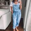 Fashion Women Sleeveless Denim High Waisted Wide Summer