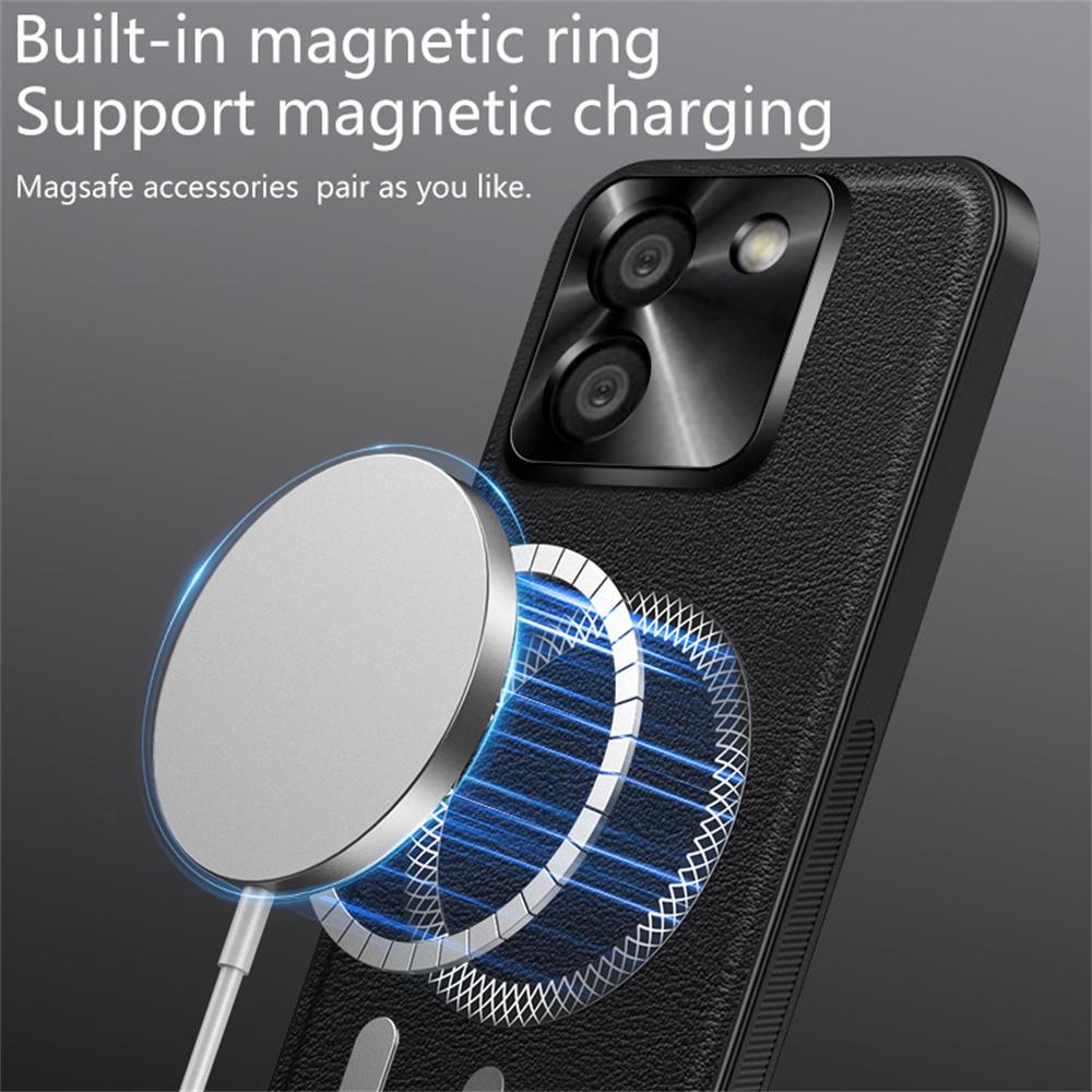 For Xiaomi Poco M7 Pro 5G Case Compatible with MagSafe PU TPU PC Phone Back Cover with Metal Lens Frame