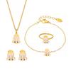 Mysterious Colorful Stainless Steel Cute Design Children's Jewelry Set with Pendant Necklace Bracelet Earrings Ring