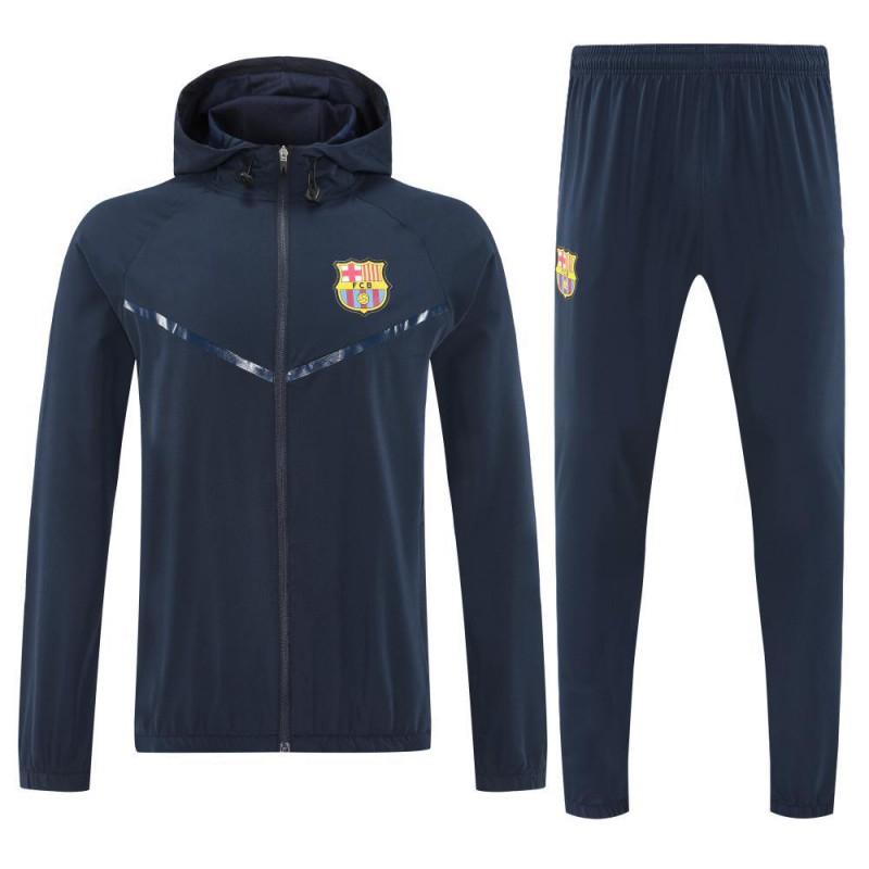 Men Women Long Hooded Windbreaker Training Suit Football Warm-Up Jacket Set Sportswear Soccer Practice Running Gym