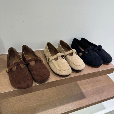 Осень и зима новая корейская версия маленьких кожаных туфель женские в британском стиле французские ретро мягкая кожа на одной педали плоские туфли Мэри Джейн одинарные туфли