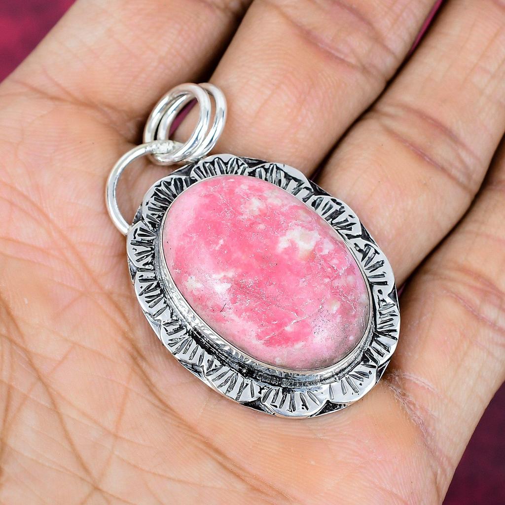 Pink Thulite Jewelry, 925 Solid Sterling Silver Pendant Handmade Gemstone Jewelry, Gifts For Wife Brand New Pendant Jewelry