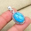 Blue Turquoise Gemstone Handmade 925 Sterling Silver Jewelry Pendant Gift For Grandma