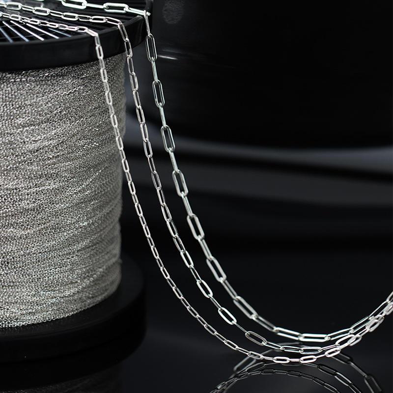 Anti Tarnish Processed 925 Sterling Silver Oval Paperclip Chains Bulk for Bracelet Necklace Diy Making