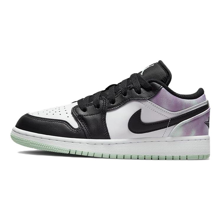 Детские кроссовки Air Jordan 1 Low SE GS Tie Dye White Mint-Foam Black DQ2514-100