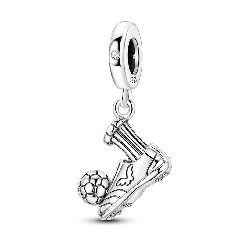925 Silver Football Jersey Sports Pendant Trophy Charm Beads Fit 925 Original Bracelet DIY Birthday Jewelry