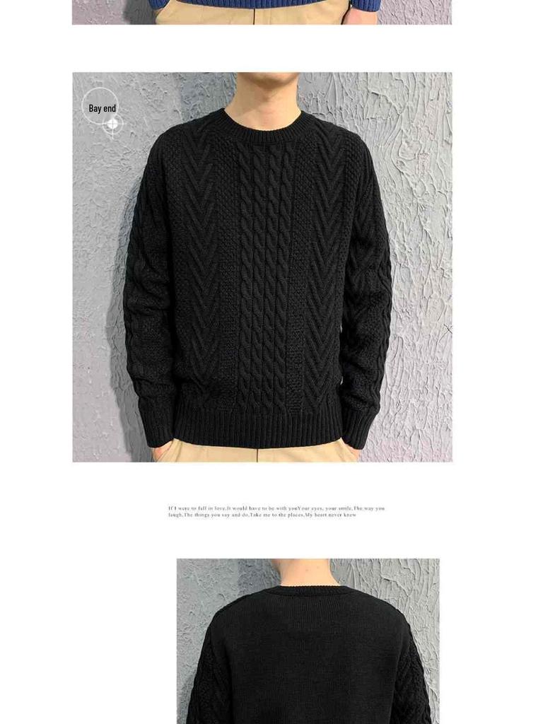 Мужской кардиган крупной вязки «косы» на осень/зиму 2025 - Корейский стиль, свободный трикотаж для пар