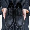 British Style Split Leather Men's Casual Business Lace Up Moccasin Shoes Comfortable Non Slip Fashion Black Dress Formal Casual Leather Shoes