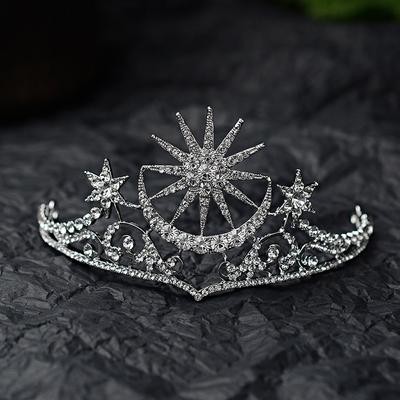 Барокко Звездная Корона Кристалл Свадебные Диадемы Горный Хрусталь Театрализованная Диадема Невесты Звездный Головной Убор Свадебные Аксессуары Для Волос Тиара De Noiva