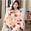 Весенне-осенне-летний хлопковый пижамный костюм для женщин и девочек с милым принтом и большим размером, тонкий домашний костюм с длинными рукавами