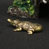 Brass Alligator Figurines Miniatures Home Decoration Antique Copper Alligator Statue Desktop Ornament Tea Pet Collection Crafts
