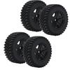 4PCS RC Metal Wheel Hub with Rubber Tire Set Fit for MN86K 1 12 RC Car Upgrade PartsBlack