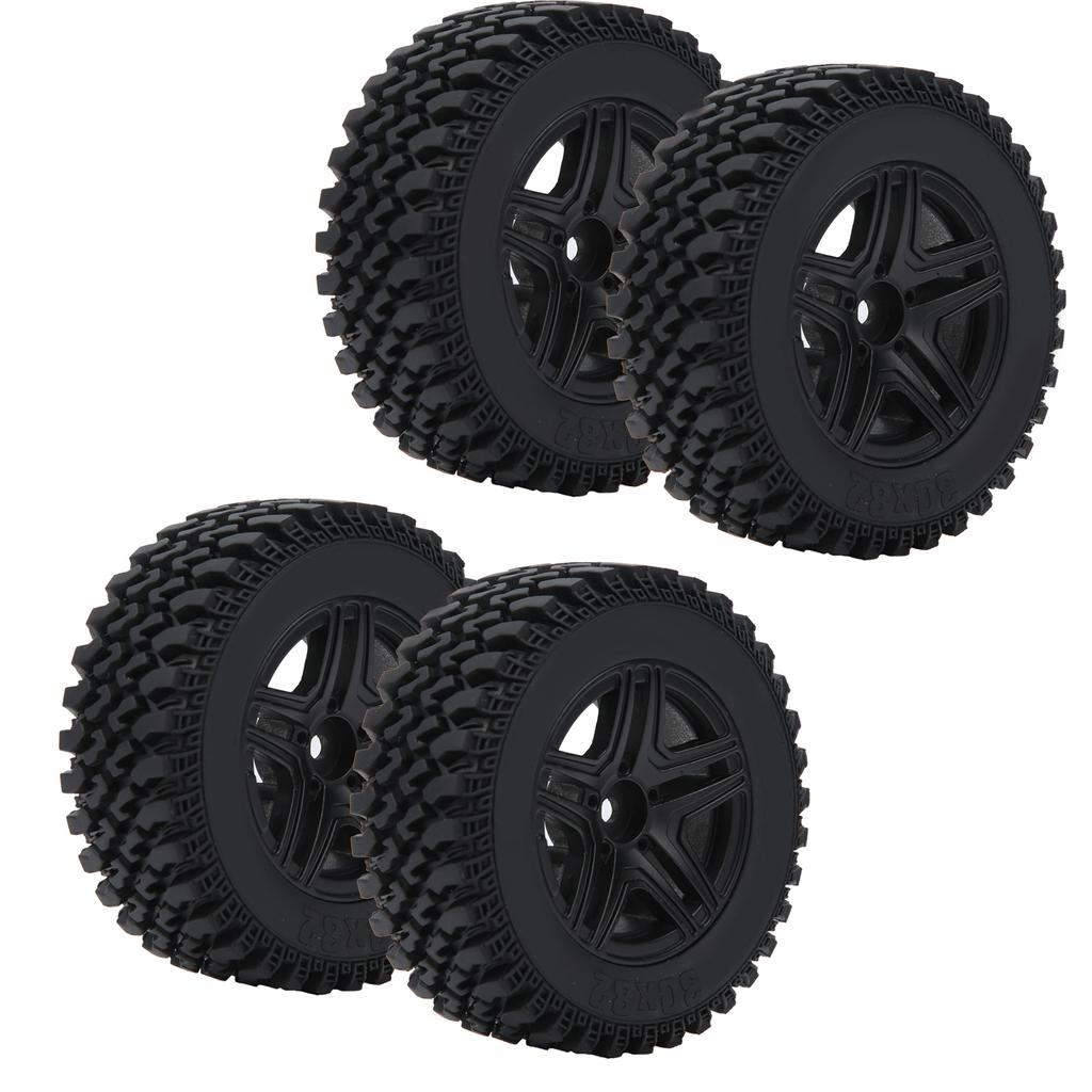 4PCS RC Metal Wheel Hub with Rubber Tire Set Fit for MN86K 1 12 RC Car Upgrade PartsBlack
