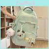 Color Simple Solid Letter Pattern Student Backpack With Decoration Pendant