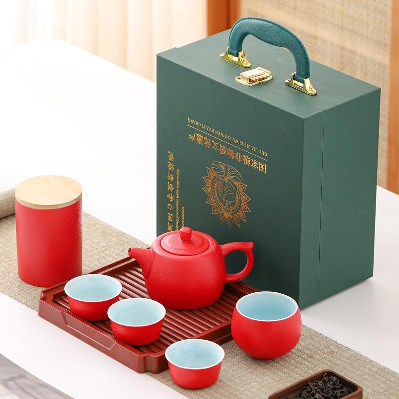 Ceramic travel tea sets, souvenirs, creative business company events, festivals, high-end gift sets, available for production