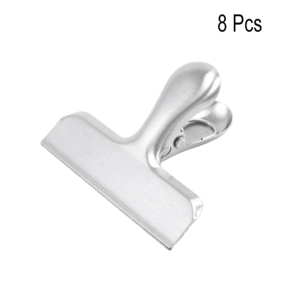 8PCS Stainless Steel T-shaped Snack Bag Sealing Clip Round Corner Office Ticket Clip Painting