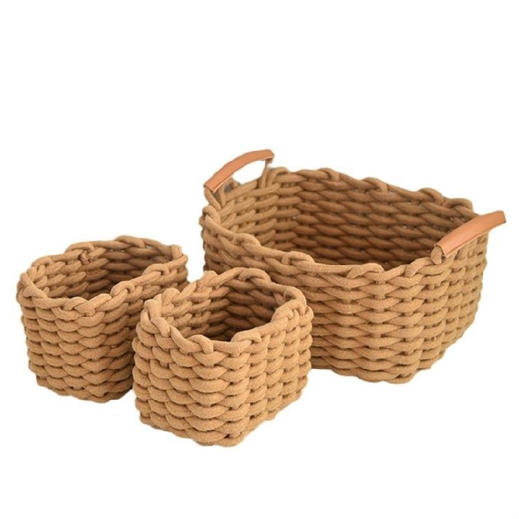 Handwoven Cotton Rope Makeup Holder Decorative Desktop Storage Basket Multipurpose Bedroom Organizer for Cosmetics