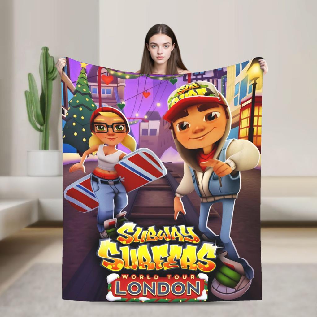 Игровые одеяла Subway Surfers с Джейком Мягкое Уютное Плюшевое Пледное Одеяло Для Дивана Кресла Софы Кровати Фланелевая Постельная Покрывало