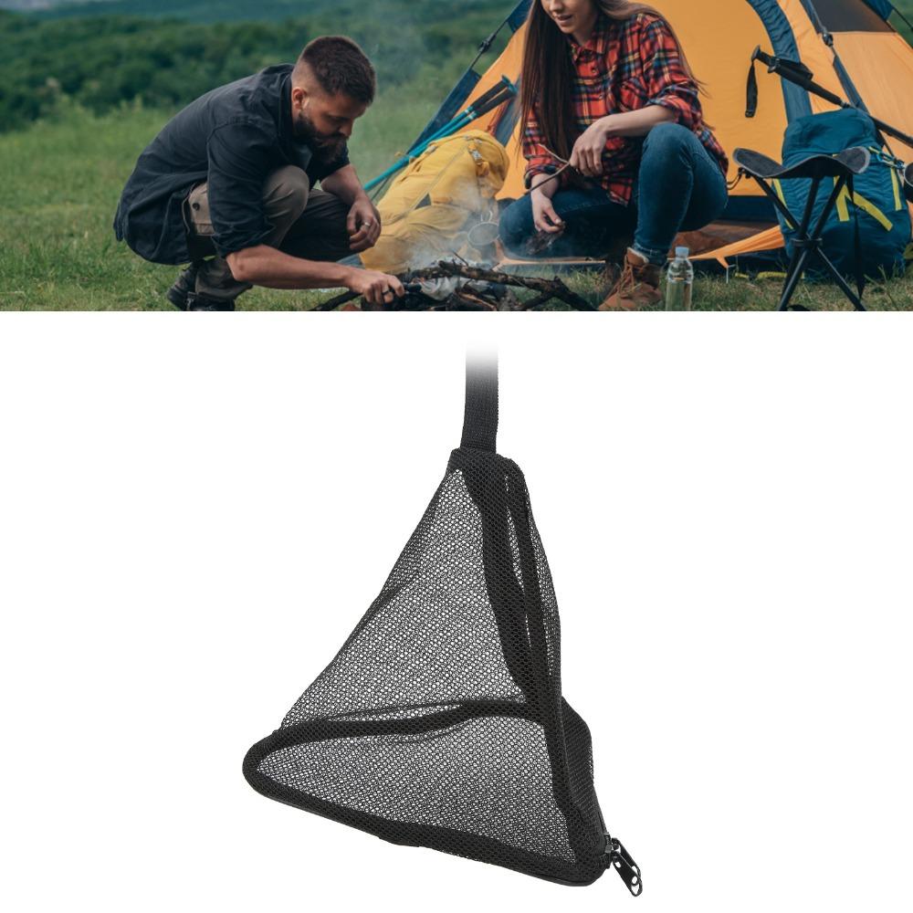 Black Outdoor Hanging Storage Net With Hook Triangular Hanging Bag Tableware Storage