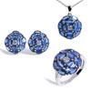 Precious Light Luxury Real Gemstone Natural Blue Kyanite Ring Earrings Necklace Set 925 Silver Fine Jewelry Gift for Women