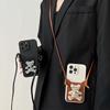 Клетчатый кошелек-картхолдер с мишкой, чехол для телефона для iPhone 16, шнурок через плечо 14 для Apple 13, противоударный 12, женский, мягкий