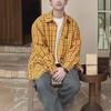 2024 Унисекс Американская ретро желтая клетчатая рубашка куртка: Уникальный весенне-летний топ для пар