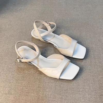 Модные французские ретро сандалии с пряжкой на одном ремешке, женские летние 2025, новые универсальные, на низком каблуке, красивые римские туфли, не вызывающие усталости