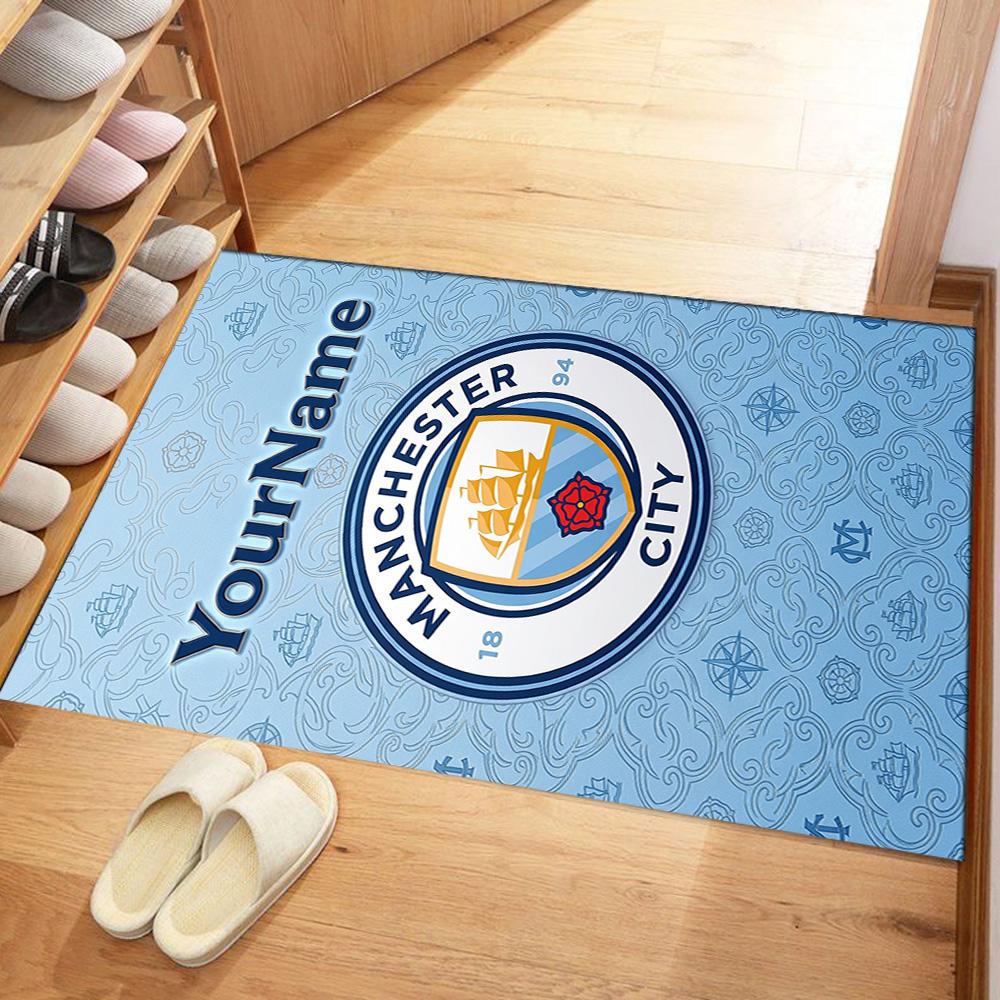 Manchester City Personalized Name Carpet Suitable for Balcony Game Room Outdoor Kitchen Antislip Carpet Decorate Offices