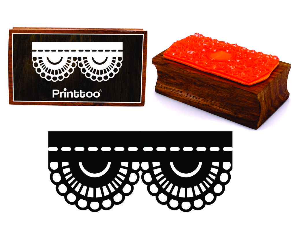 Printtoo Силуэт Богато украшенный кружевной каймой Прямоугольная деревянная резиновая печать