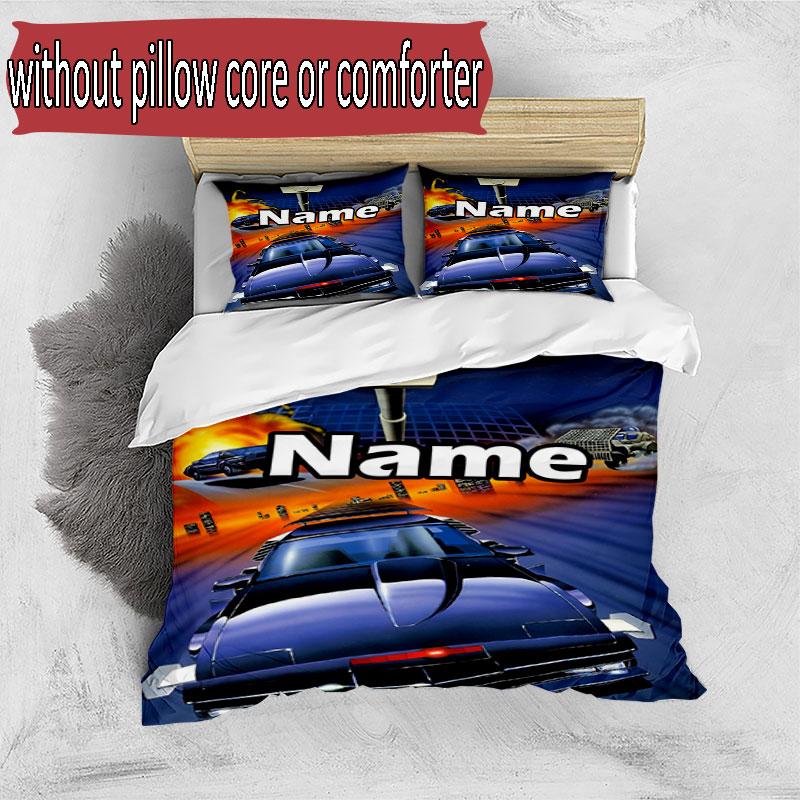 3pcs Duvet Cover Set (1*Duvet Cover + 2*Pillowcase, Without Core), Custom Name Knight Rider Pattern Bedding Set, Home Bedroom Decor Gift