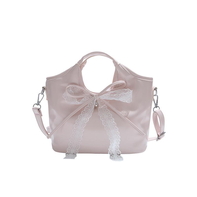Ribbon Bow Pu Water Bucket Bag For Women With Crossbody Strap And Inner Zipper Pocket For Daily Use