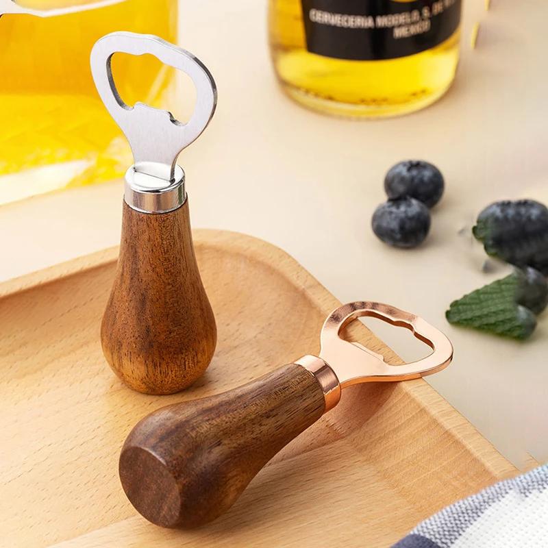 Personal Logo Stainless Steel Beer Bottle Opener with Wood Handle, Kitchen Tools, Anniversary Wedding Gift