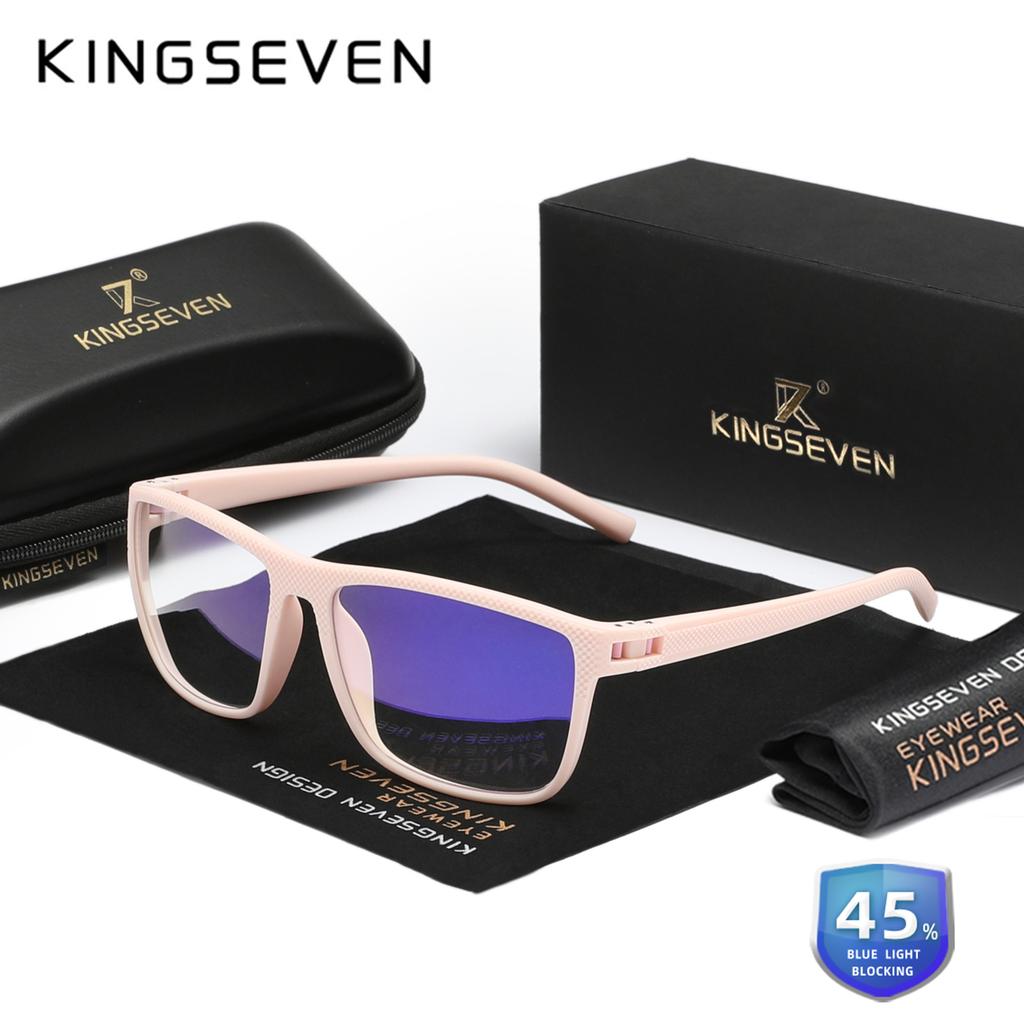 Kingseven Очки, блокирующие синий свет, сверхлегкие мужские/женские компьютерные очки с защитой от синего света, прозрачные оптические линзы
