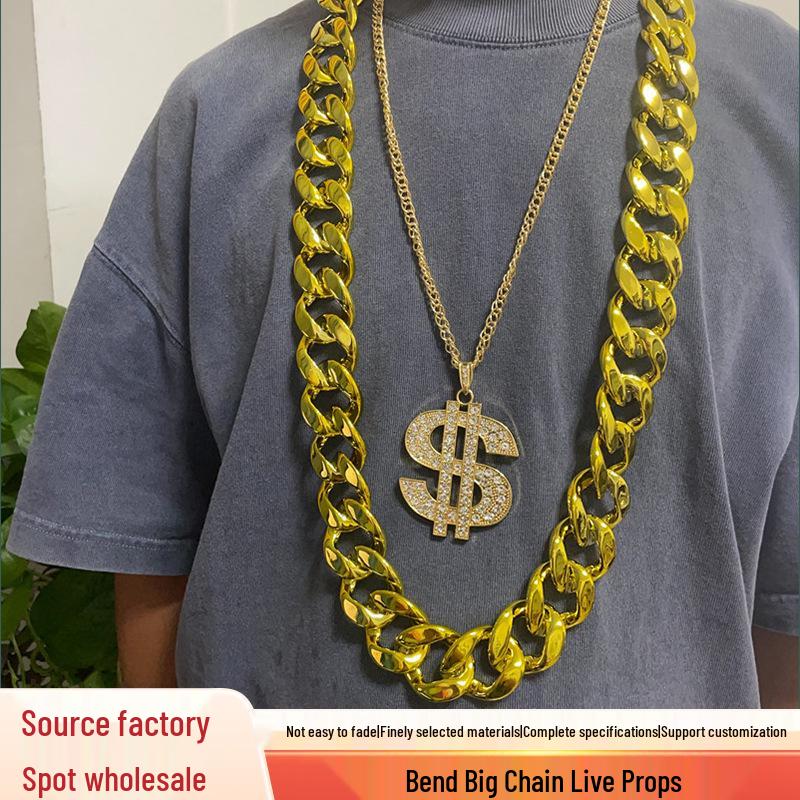 Не выцветающее ожерелье-цепочка в хип-хоп стиле – Смелый аксессуар из имитированного пластика