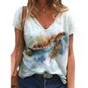 Летние женские свободные разноцветные цветочные 3D-принтованные повседневные футболки с V-образным вырезом и короткими рукавами женские