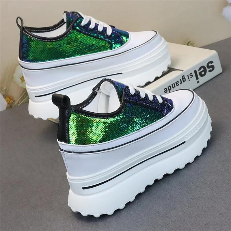 Модные кроссовки на платформе и танкетке из натуральной кожи и синтетики, на массивной скрытой танкетке, женские повседневные, женские, весна, осень, женская обувь