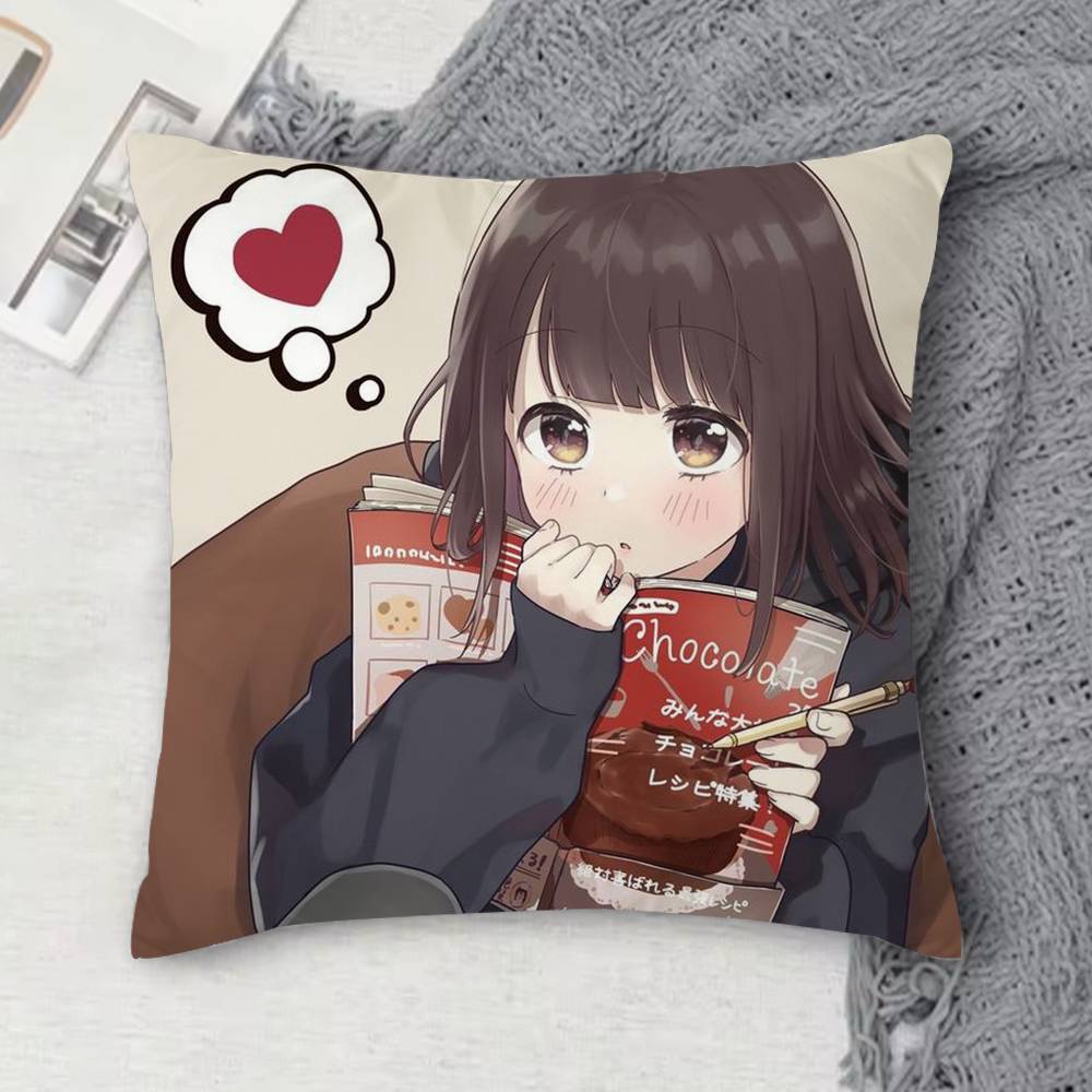 Nanase Kurumi Double-Sided Printed Square Decorative Cushion Cover For Sofa Living Room Home Decor