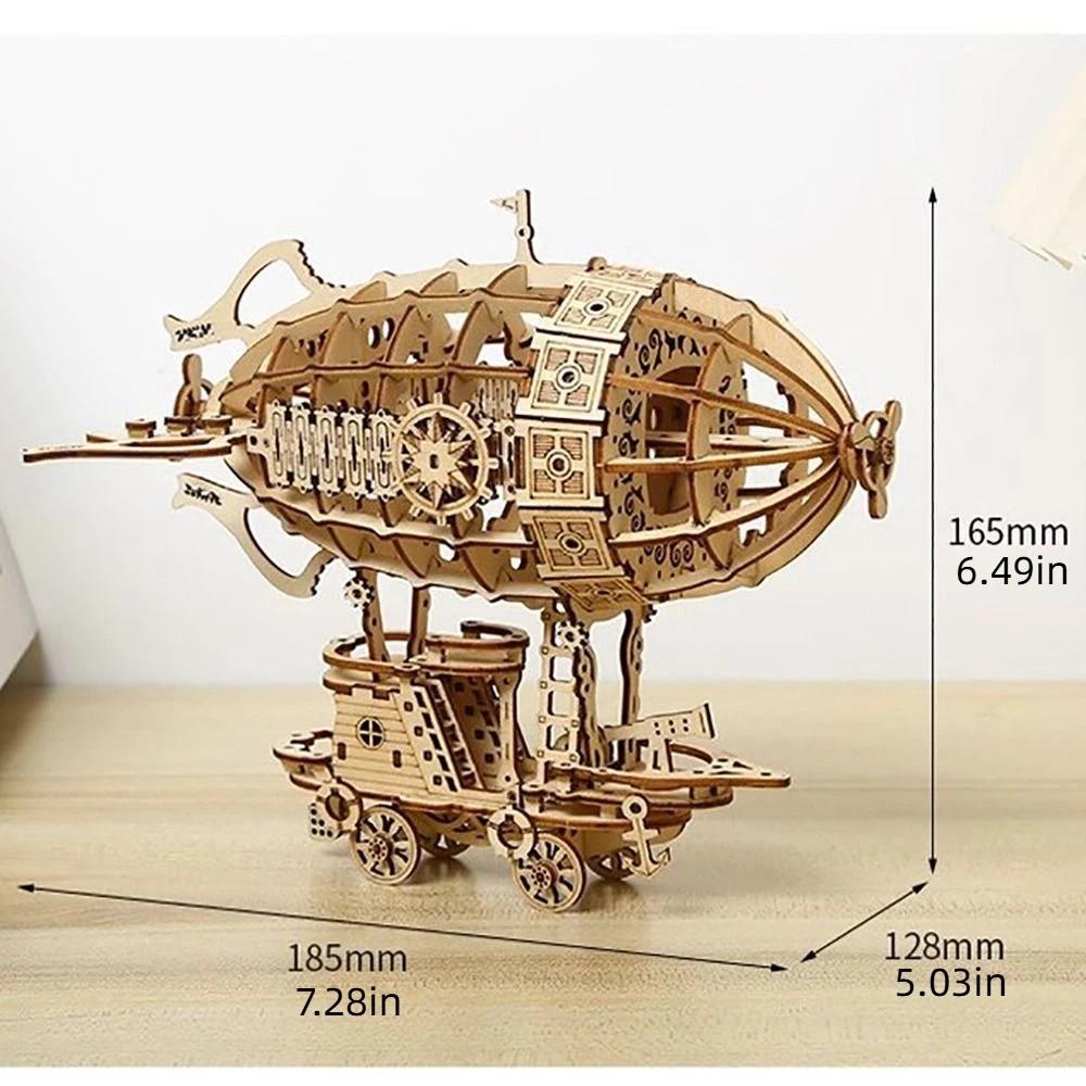 Mechanical Design 3D Wooden Puzzle Hand Craft Mechanical Model Kits Airship Model  Model Building