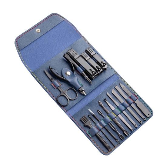 1 комплект Профессиональный набор для ухода за ногтями 16 в 1 Набор кусачек для ногтей из нержавеющей стали с чехлом из искусственной кожи Инструмент для ухода за ногтями для домашнего маникюра