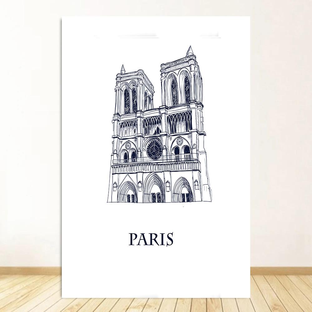 Черно-белый дорожный постер Ретро принт городского пейзажа Картина на холсте Скандинавское настенное искусство Домашний декор