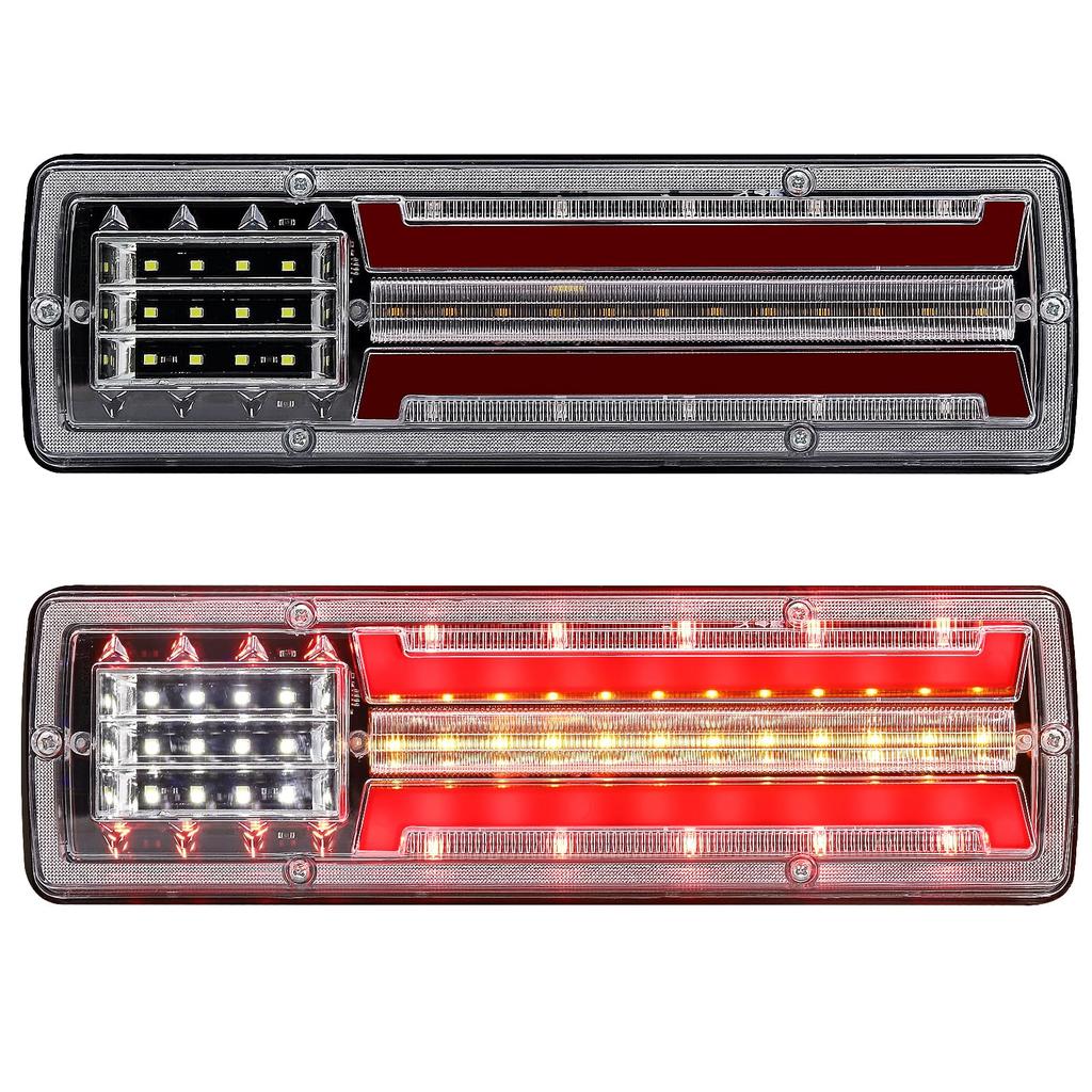 Ygmylandbb LED Truck Tail Sequential Flowing Turn Tail Brake Small Turn Rear Combination Lights for and Square Universal Vehicle Inspection Set of 2