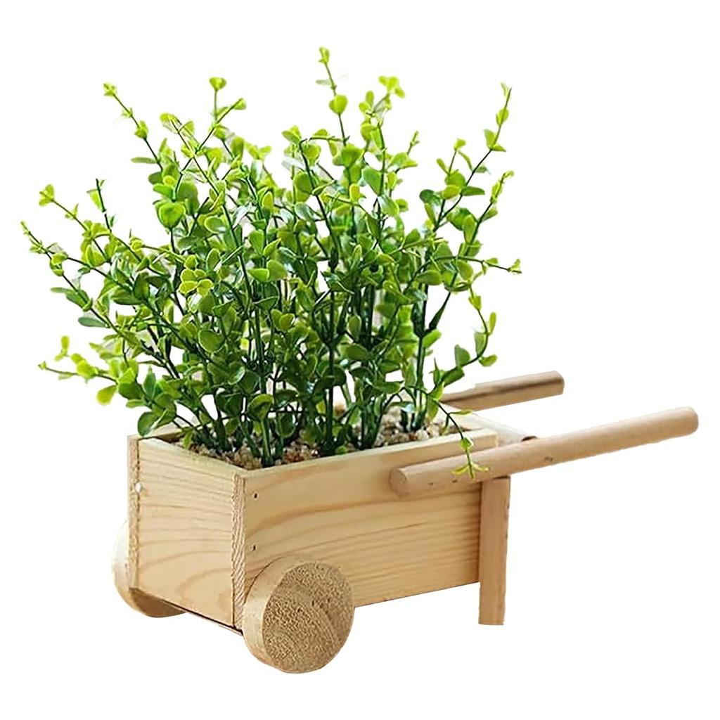 Artificial Plants With Wooden Pot, Artificial Plants For Decoration - 23 Cm