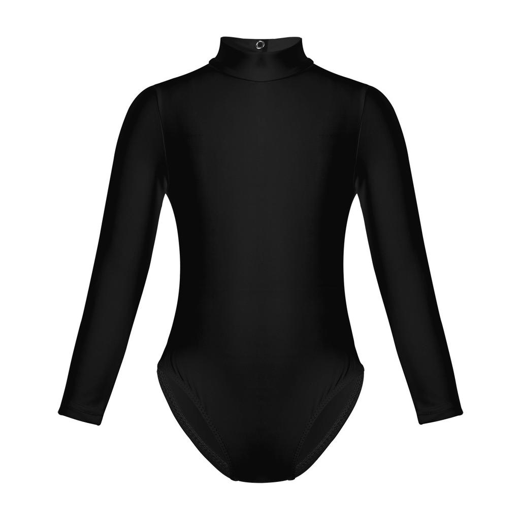 Child Long Sleeve Mock Neck Professional Ballet Dance Leotard Girls Gymnastics Bodysuit Unitard