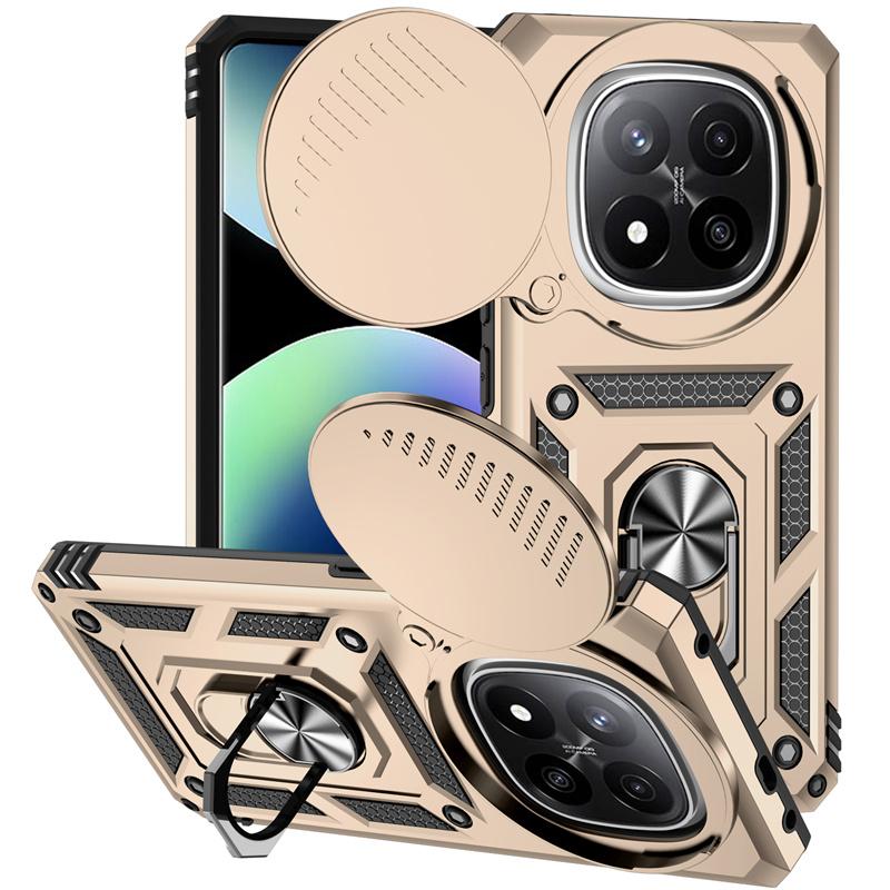 Для Xiaomi Redmi Note 14 Pro Plus чехол Armor Slide Lens Protector Phone Cover Redmi Note 14 Pro+ 5G Ring Stand Shockproof Funda