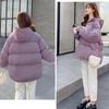Женское зимнее хлопковое пальто с капюшоном, короткая парка, теплое пальто, ветрозащитный утолщенный уличный пуховик, однотонный цвет