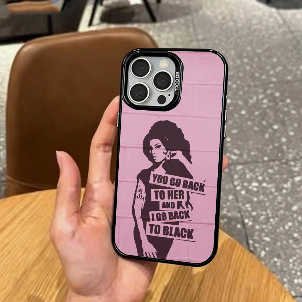 Amy W-Winehouse Phone Case For iPhone17,16,15,14,13,12,11 Plus,Pro Max Colored Silver Plated Inside Cover