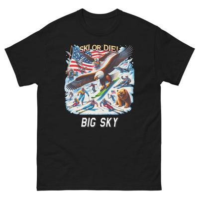 Big Sky Лыжи или Смерть Орел США Америка Катание на лыжах Лыжник Футболка